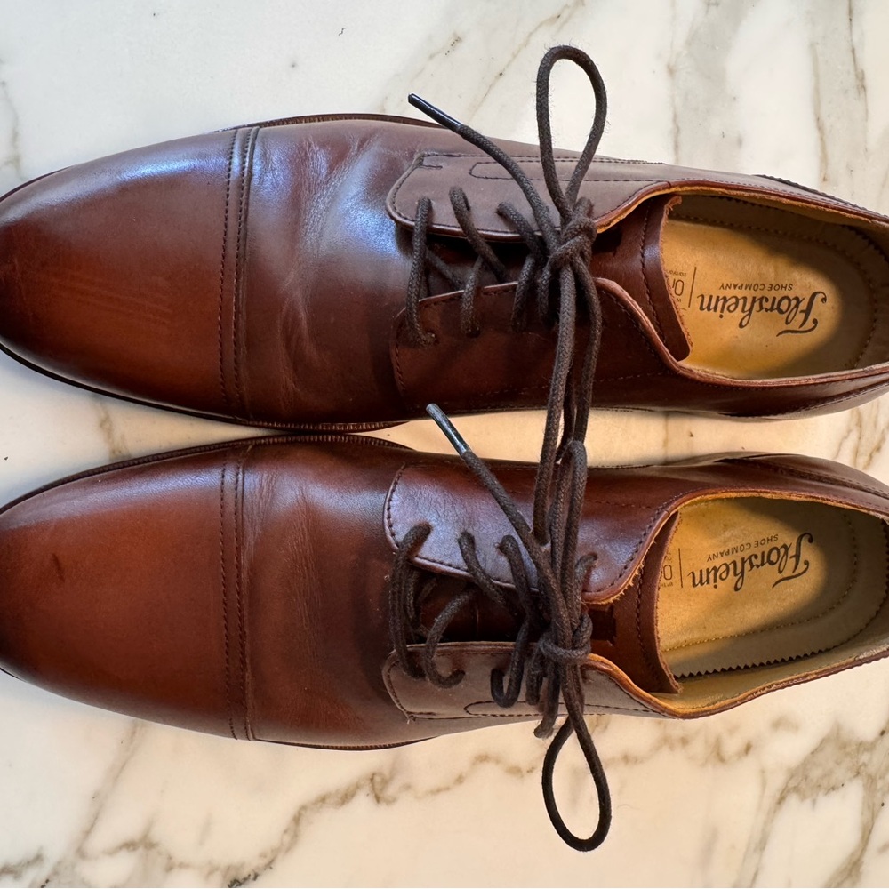 Florsheim Brown Leather Cap-Toe Derby Lace-Up Shoes